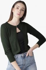 Style Quotient Olive Solid Shrug women