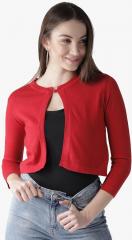Style Quotient Red Solid Shrug women