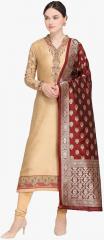 Stylee Lifestyle Beige Embroidered Dress Material women