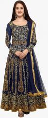 Stylee Lifestyle Navy Blue Embroidered Dress Material women