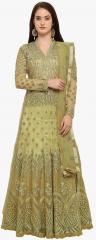 Stylee Lifestyle Olive Embroidered Dress Material women