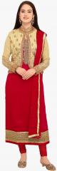 Stylee Lifestyle Red Embroidered Dress Material women