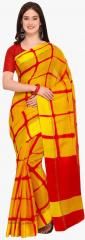Stylee Lifestyle Yellow Checked Saree women