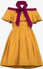 Stylo Bug Yellow Solid A Line Dress girls