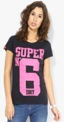 Superdry Black Printed T Shirt women