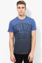 Superdry Blue Printed Round Neck T Shirt men