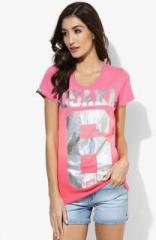 Superdry Pink Printed T Shirt women