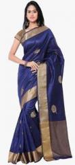 Suvastram Navy Blue Embellished Saree With Blouse women