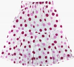 Sweet Angel White & Pink Printed Flared Knee Length Skirt girls