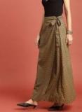 Taavi Mustard Yellow & Blue Block Print Legacy Wrap Maxi Skirt with Tie Up Detail women