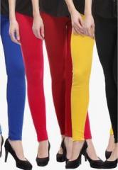 Tab91 Pack Of 5 Multicoloured Solid Leggings women