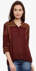 The Vanca Maroon Embroidered Blouse women