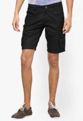 The Vanca Solid Black Regular Fit Shorts men