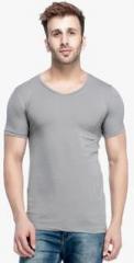 Tinted Grey Solid V Neck T Shirt men