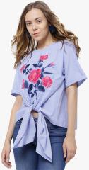 Tokyo Talkies Blue Embroidered Blouse women