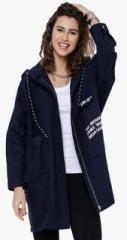 Tokyo Talkies Navy Blue Printed Summer Jacket women