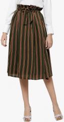Tokyo Talkies Olive Striped A Line Skirt women