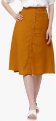 Tokyo Talkies Orange Solid A Line Skirt women