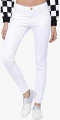 Tokyo Talkies White Solid Skinny Fit Mid Rise Jeans women