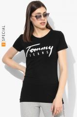 Tommy Hilfiger Black Solid Round Neck T shirt women