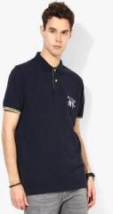 Tommy Hilfiger Navy Blue Solid Regular Fit Polo T Shirt men