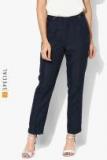 Tommy Hilfiger Navy Blue Solid Regular Fit Regular Trouser women