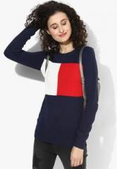 Tommy Hilfiger Navy Blue Solid Sweater women
