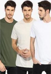 Topman Pack Of 3 Multicoloured Solid Regular Fit Round Neck T Shirts men