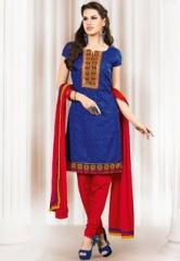 Touch Trends Blue Embroidered Dress Material women