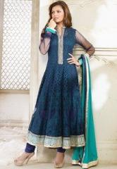 Touch Trends Blue Embroidered Dress Materials women