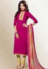 Touch Trends Magenta Embroidered Dress Material women