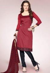 Touch Trends Maroon Embroidered Dress Materials women