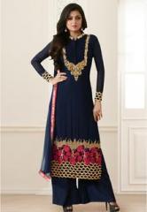 Touch Trends Navy Blue Embellished Dress Material women
