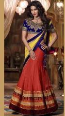 Touch Trends Orange Embroidered Lehengas women