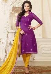 Touch Trends Purple Embroidered Dress Material women