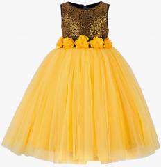 Toy Balloon Kids Yellow Embellished Fit and Flare Dress women