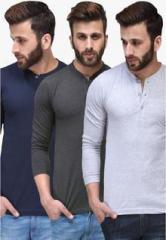 Tsx Multicoloured Solid Pack Of 3 Regular Fit Henley T Shirts men