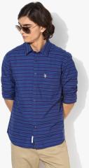 U S Polo Assn Blue & Red Tailored Fit Striped Casual Shirt men