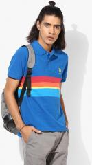 U S Polo Assn Blue Colourblock Regular Fit Polo T Shirt men