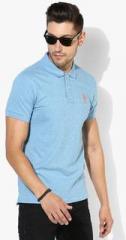U S Polo Assn Blue Solid Slim Fit Polo T Shirt men