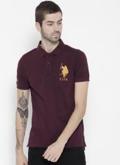 U S Polo Assn Burgundy Solid Polo Collar T Shirt men