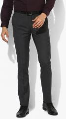 U S Polo Assn Dark Grey Solid Regular Fit Formal Trouser men
