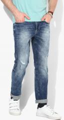 U S Polo Assn Denim Co Blue Slim Fit Mid Rise Mildly Distressed Jeans men
