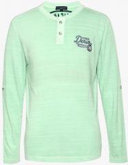 U S Polo Assn Denim Co Green Printed Regular Fit Henley T Shirt men