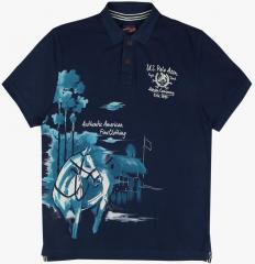 U S Polo Assn Denim Co Navy Blue Regular Fit Printed Casual T shirt men