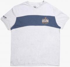 U S Polo Assn Denim Co Off White Colourblocked Regular Fit V Neck T Shirt men