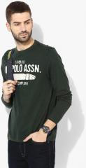 U S Polo Assn Denim Co Olive Printed Regular Fit Round Neck T Shirt men