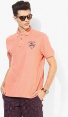 U S Polo Assn Denim Co Peach Solid Regular Fit Polo T Shirt men