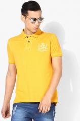 U S Polo Assn Denim Co Yellow Solid Regular Fit Polo Collar Tshirt men