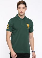 U S Polo Assn Green Solid Polo T Shirt men